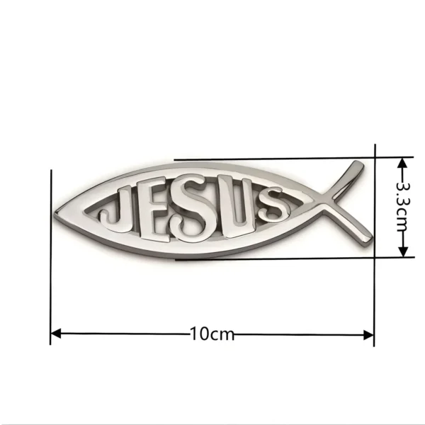 Metal Jesus Fish Stickers Applicable to Car Trunk, Fender and Rear Bumper, 3D Metal Stickers, Christian Badge