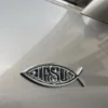 Metal Jesus Fish Stickers Applicable to Car Trunk, Fender and Rear Bumper, 3D Metal Stickers, Christian Badge
