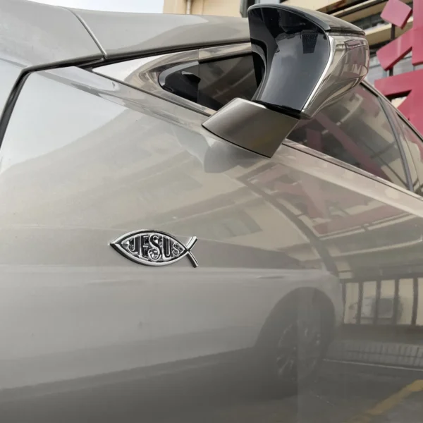 Metal Jesus Fish Stickers Applicable to Car Trunk, Fender and Rear Bumper, 3D Metal Stickers, Christian Badge