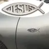 Metal Jesus Fish Stickers Applicable to Car Trunk, Fender and Rear Bumper, 3D Metal Stickers, Christian Badge